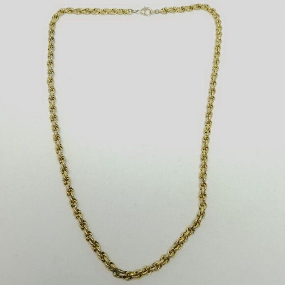 Vintage Gold Tone Rope Chain Necklace, Night Length, Classic Style, Estate - Picture 3 of 5